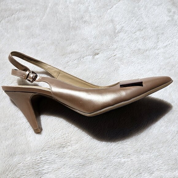 NATURALIZER, Rose gold sling back pointed pumps with stylish buckle detail - Picture 9 of 15